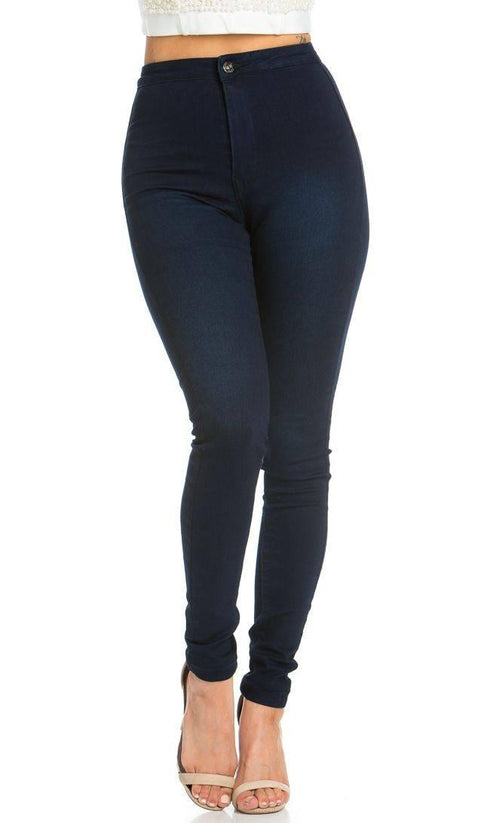 Super High Waisted Stretchy Skinny Jeans (S-3XL) - Dark Denim - SohoGirl.com